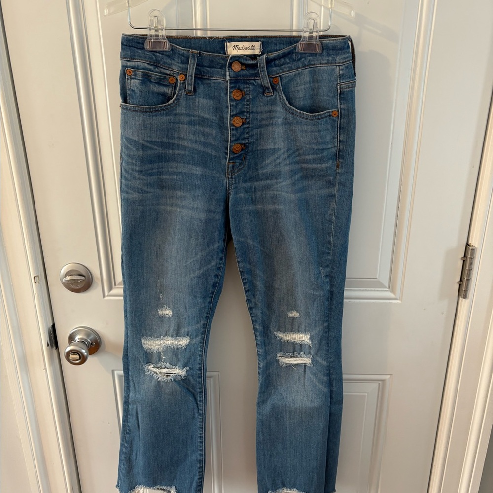 Madewell Blue Distressed Ankle Jeans